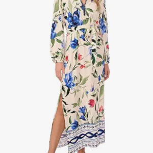 Women's Double Side Slit V-Neck Long Sleeve Maxi Dress