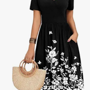 Womens Summer Casual Dresses Short Sleeve Midi